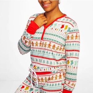 Little Sleepies medium Gingerbread and Stockings Pajama top fair isle